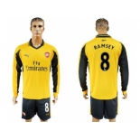 Arsenal #8 Ramsey Away Long Sleeves Soccer Club Jersey