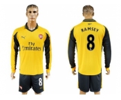 Arsenal #8 Ramsey Away Long Sleeves Soccer Club Jersey