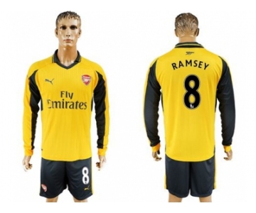 Arsenal #8 Ramsey Away Long Sleeves Soccer Club Jersey