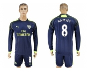 Arsenal #8 Ramsey Sec Away Long Sleeves Soccer Club Jersey