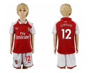 Arsenal #12 Giroud Home Kid Soccer Club Jersey