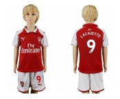 Arsenal #9 Lacazette Home Kid Soccer Club Jersey