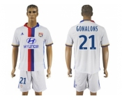 Lyon #21 Gonalons Home Soccer Club Jersey1