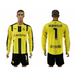 Dortmund #1 Weidenfeller Home Long Sleeves Soccer Club Jersey