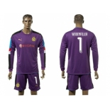 Dortmund #1 Weidenfeller Purple Long Sleeves Goalkeeper Soccer Club Jersey