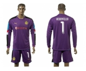 Dortmund #1 Weidenfeller Purple Long Sleeves Goalkeeper Soccer Club Jersey