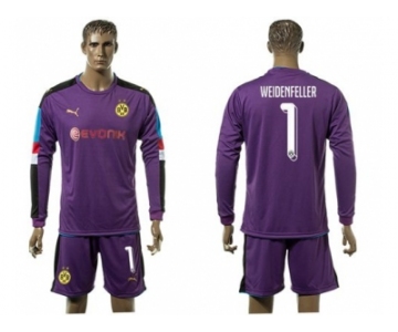 Dortmund #1 Weidenfeller Purple Long Sleeves Goalkeeper Soccer Club Jersey