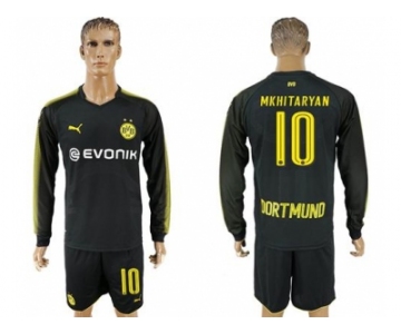 Dortmund #10 Mkhitaryan Away Long Sleeves Soccer Club Jersey