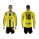 Dortmund #10 Mkhitaryan Home Long Sleeves Soccer Club Jersey