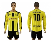 Dortmund #10 Mkhitaryan Home Long Sleeves Soccer Club Jersey