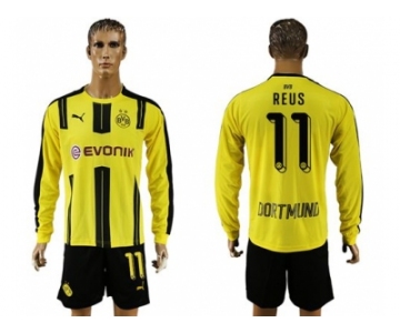 Dortmund #11 Reus Home Long Sleeves Soccer Club Jersey