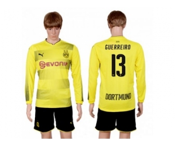 Dortmund #13 Guerreiro Home Long Sleeves Soccer Club Jersey