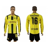 Dortmund #16 Blaszczykowski Home Long Sleeves Soccer Club Jersey