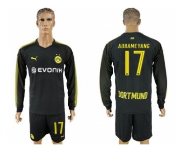 Dortmund #17 Aubameyang Away Long Sleeves Soccer Club Jersey