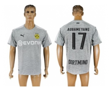 Dortmund #17 Aubameyang Grey Soccer Club Jersey