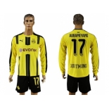 Dortmund #17 Aubameyang Home Long Sleeves Soccer Club Jersey