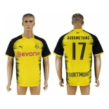 Dortmund #17 Aubameyang Yellow Soccer Club Jersey