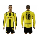 Dortmund #18 Sahin Home Long Sleeves Soccer Club Jersey