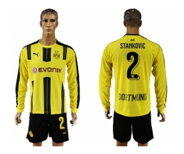 Dortmund #2 Stankovic Home Long Sleeves Soccer Club Jersey