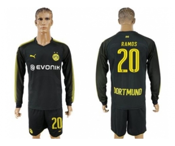 Dortmund #20 Ramos Away Long Sleeves Soccer Club Jersey