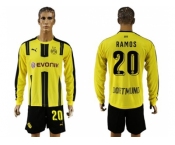 Dortmund #20 Ramos Home Long Sleeves Soccer Club Jersey