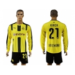 Dortmund #21 Kirch Home Long Sleeves Soccer Club Jersey