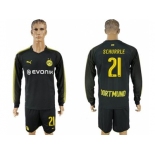 Dortmund #21 Schurrle Away Long Sleeves Soccer Club Jersey