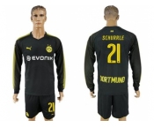 Dortmund #21 Schurrle Away Long Sleeves Soccer Club Jersey