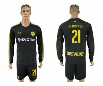 Dortmund #21 Schurrle Away Long Sleeves Soccer Club Jersey