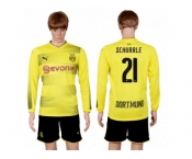 Dortmund #21 Schurrle Home Long Sleeves Soccer Club Jersey