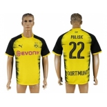 Dortmund #22 Pulisic Yellow Soccer Club Jersey