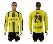 Dortmund #24 Sarr Home Long Sleeves Soccer Club Jersey