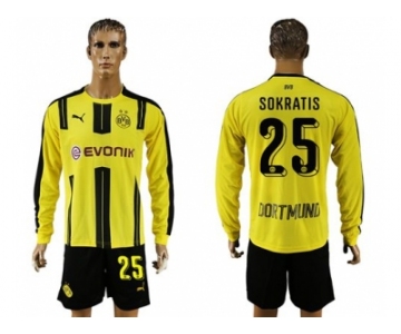 Dortmund #25 Sokratis Home Long Sleeves Soccer Club Jersey