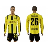 Dortmund #26 Piszczek Home Long Sleeves Soccer Club Jersey