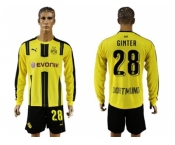 Dortmund #28 Ginter Home Long Sleeves Soccer Club Jersey