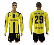 Dortmund #29 Schmelzer Home Long Sleeves Soccer Club Jersey