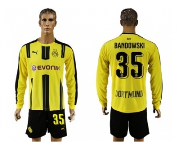 Dortmund #35 Bandowski Home Long Sleeves Soccer Club Jersey