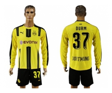 Dortmund #37 Durm Home Long Sleeves Soccer Club Jersey