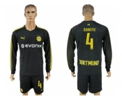 Dortmund #4 Subotic Away Long Sleeves Soccer Club Jersey