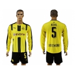 Dortmund #5 Kehl Home Long Sleeves Soccer Club Jersey