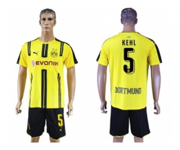 Dortmund #5 Kehl Home Soccer Club Jerseys