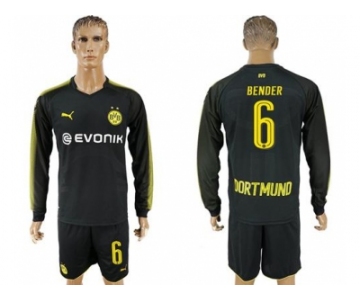 Dortmund #6 Bender Away Long Sleeves Soccer Club Jersey