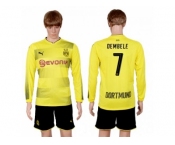 Dortmund #7 Dembele Home Long Sleeves Soccer Club Jersey