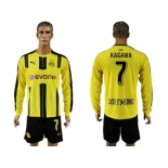 Dortmund #7 Kagawa Home Long Sleeves Soccer Club Jersey