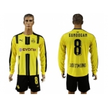 Dortmund #8 Gundogan Home Long Sleeves Soccer Club Jersey