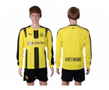 Dortmund Blank Home Long Sleeves Soccer Club Jersey