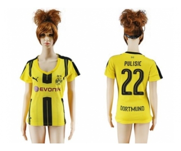 Women's Dortmund #22 Pulisic Home Soccer Club Jersey1