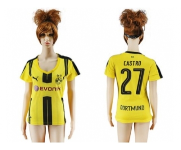 Women's Dortmund #27 Castro Home Soccer Club Jersey1