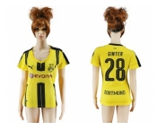 Women's Dortmund #28 Ginter Home Soccer Club Jersey1