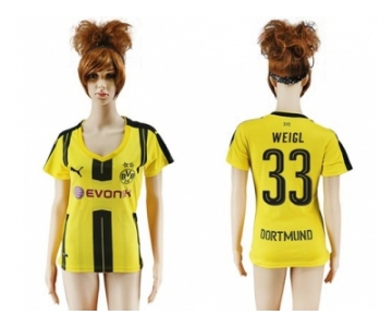 Women's Dortmund #33 Weigl Home Soccer Club Jersey1